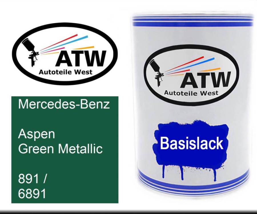 Mercedes-Benz, Aspen Green Metallic, 891 / 6891: 500ml Lackdose, von ATW Autoteile West.